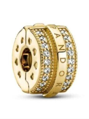 Pandora Sparkling Pav?? Lines & Logo Clip Charm